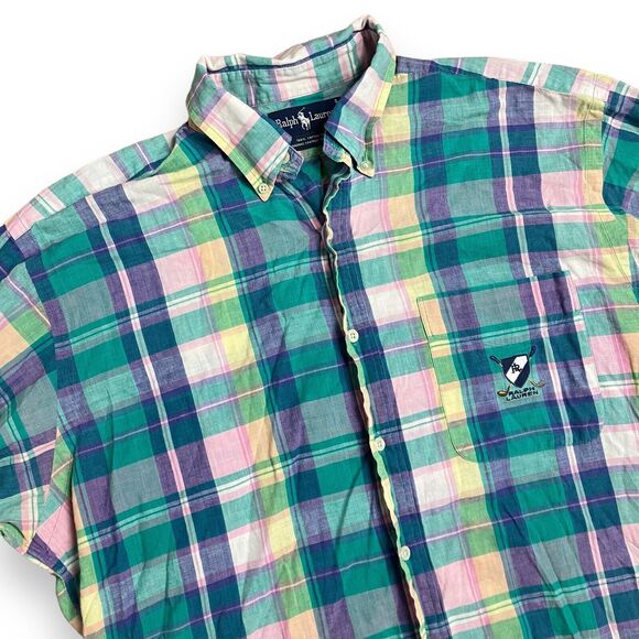 Ralph Lauren Other - Ralph Lauren Shirt Mens M Colorful Madras Vintage Button Down Crest Golf Pocket